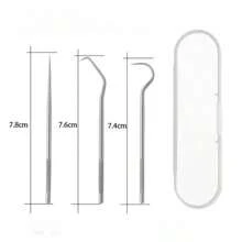 Set de 3/4/5/6/7/9 piezas de palillos de dientes de acero inoxidable con tubo portátil de almacenamiento, limpiador dental de metal para el cuidado y limpieza oral de los dientes