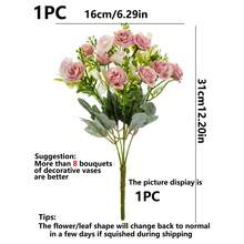 1/3PCS Romantic Silk Rose Bouquet Artificial Flowers Plastic Fake Plants Centerpieces Vase For Spring Autumn Wedding Decor Arrangement For Mother's Day/Father's Day/Festival Birthday/Party Accessories/Wedding/Room/Home/Kitchen/Bedroom/Living Room/Table Decoration/Bride's Bouquet/Outdoor Garden Decorations - Pink - View 12