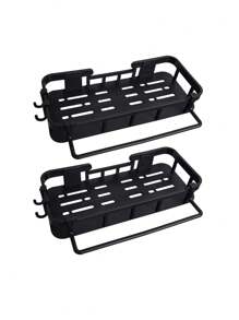 1pc Plastic Storage Shelf, Bathroom Shower Rack, Removable & Washable, Wall Mounted Vanity Organizer Rack, No-Drill Back To School