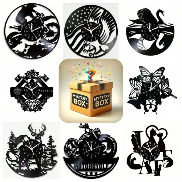1 pièce Boîte mystère surprise - Horloge murale en disque vinyle mode et créative, convient comme cadeau pour Pâques, anniversaire, Halloween, Saint-Valentin, jouets de fête | Boîte cadeau surprise | Boîte cadeau mystère (pile non incluse)