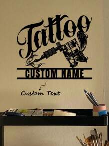 1 pezzo di Decorazione da parete in metallo personalizzata - Targa personalizzata con nome dello studio per la casa, per la decorazione della stanza degli uomini e dell'officina - Design versatile per appendere - Regalo perfetto per gli amanti dei tatuaggi, decorazione di San Valentino, decorazione di San Valentino