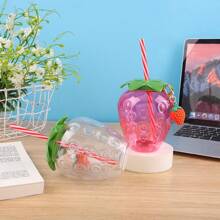 1 Pc Kawaii Strawberry Tumbler With Lid And Straw - Cute And PortableMilk Tea And Fruit Cup For Parties And On-The-Go Drinking