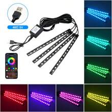 Wisciton Strisce di luci a LED per interni dell'auto, ambiente luci ambientali da 36, 48 o 72 LED, RGB, decorative, con connettore USB e sigaretta, luci per l'ambiente interno dell'auto