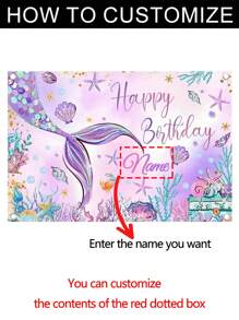 1pc Customizable Name Personalized Underwater Park Birthday Party Backdrop, Purple Mermaid Tail Polyester Banner, No Electricity Required, Indoor And Outdoor Decor, Mermaid Themed Celebration, Photo Booth Photography Backdrops, Home Decor, , Three Sizes Available