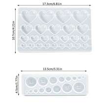 Moldes de resina epóxi faça você mesmo, moldes de resina para pingentes, incluindo molde de silicone em formato de coração e redondo para fabricação de joias - molde de artesanato com acabamento brilhante e vários tamanhos para brincos e colares faça você mesmo, ideal para presentes românticos, molde de silicone para artesanato