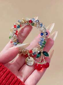 2 piezas Scrunchies de cristal de cereza elegantes para mujer, adecuados para uso diario, hogar, escuela, playa, trabajo, fiesta, vacaciones, cumpleaños, regreso a la escuela, Año Nuevo, Día de la Madre, boda, festival de música, graduación, sujetadores de cola de caballo, elásticos para el cabello, cosas de la escuela, bolas de pelo, regalos