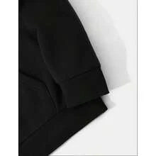Men's Casual Streetwear Sweatshirt With Kangaroo Pocket, Geometric Pattern, Cotton Knit Fabric, Regular Fit, Autumn Winter Hoodie - 黑色 - 查看 3