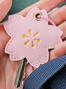 1/3Pcs Flower Keychain Holder - Cute Cartoon Card Case For Women, Mini PU Leather Key Organizer With Chain, Cute Accessory For Girls