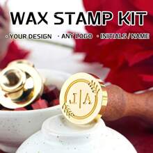 1 Stück individuelle Wachssiegel Stempel mit Griff für Hochzeitseinladungen, personalisierter Geschenk-Wachssiegel-Stempel-Set mit Initialen, individueller Logostempel, Wachssiegel-Set