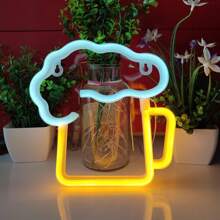 1pc Foam Beer Cup Neon Light, Suitable For Baby Room Decor, Bar Decoration, Girly Fairy Tale Lamp, Birthday Party, Wedding, Party Decor, Small Gift