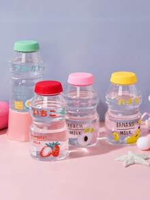 16 Oz Plastic Water Bottles, Strawberry Milk Water Bottle, Cute Clear Water Bottles For Kids, Girls, Women - Multicolor - View 2