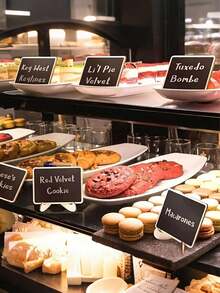 10 件优雅迷你黑板标志，木制迷你黑板标志带画架支架派对自助餐食品标签留言板标志矩形黑板婚礼场地卡生日派对装饰迷你黑板展示面板装饰 - 黑色 - 查看 5