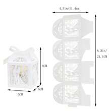 10 Stücke Laser geschnittene Geschenkbox (Weiß, Blau, Gold, Lila), Hochzeits-Geschenkbox für Süßigkeiten mit Schleife, ausgesparte Braut und Bräutigam Design kleine Geschenkbox für Hochzeit, Hochzeitsdekoration Geschenkbox Süßigkeitenbox, Hochzeitsfeier Party Zubehör