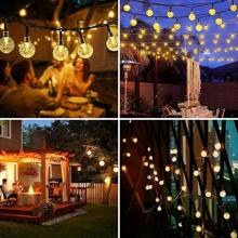 Solar Light String With Crystal Ball Design - Energy Saving Outdoor Garden Decor String Lights, 20/50/100 LED Lights With Multiple Components, Semi-Recessed Installation, Button Control, Detachable Fixtures, Recessed, Plastic Lampshade, Rechargeable Ni-Cad Battery - Ideal For Wedding, Party, Courtyard, Garden, Christmas And Halloween Celebrations