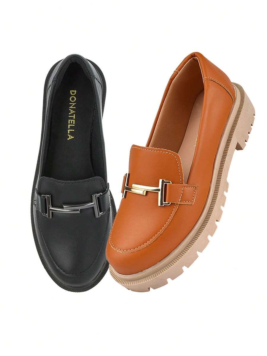 KIT 2 Pairs Women's Tractor Moccasin Shoes CM Calçados Enfeita - màu đen - Xem 1