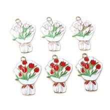 10 buc 27x18mm email flori buchet farmece pandantiv pentru coliere cercei bijuterii DIY fabricarea accesorii descoperiri