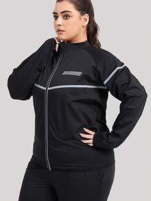 1Set Plus Size Sauna Suit For Women Sauna Jacket Pants Workout Sweat Suit Long Sleeve Zipper Top For Slimming Fitness Trainer Gym - Black - View 5