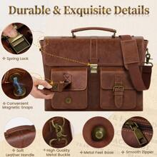 NEWHEY Men Messenger Bag 15.6 Inch Leather Vintage Laptop Briefcase Waterproof Computer Laptop Bag Leather Satchel Bag Large Shoulder Bag For Office Work Travel College Vintage Bags