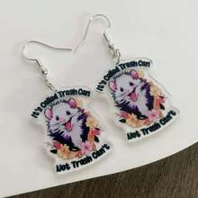 2D Flat 1Pair Quirky Earrings: Fun - Filled Cartoon & Humorous Phrase Designs