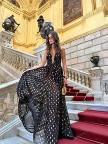 Mono de una pieza sin mangas con estampado de lunares, vestido de verano sexy