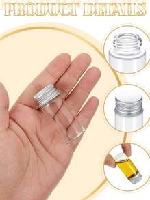 10PCS/5PCS/2PCS Small Transparent Bottles With LIDS, Mini Spice Cans With Spiral Aluminum LIDS, Mini Glass Bottles With Spiral Aluminum LIDS, Powder Cream, Cosmetics, Jewelry, Wedding Cans, Sample Containers (10ml, Silver LIDS), Reusable, Travel Accessories