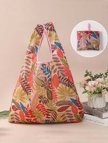 1pc Floral Print Tote Bag, Reusable Grocery Shopping Bag, Large Capacity, Multipurpose, Sturdy And Durable - Multicolor - View 20