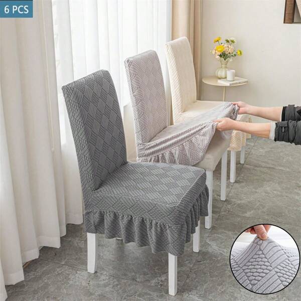 1/4/6pcs Stretch Solid Chair Covers, Soft Fit Universal Desk Slipcovers, Removable Washable Anti-Dust Spandex Chair Protector Cover