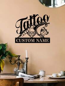 1 pezzo di Decorazione da parete in metallo personalizzata - Targa personalizzata con nome dello studio per la casa, per la decorazione della stanza degli uomini e dell'officina - Design versatile per appendere - Regalo perfetto per gli amanti dei tatuaggi, decorazione di San Valentino, decorazione di San Valentino