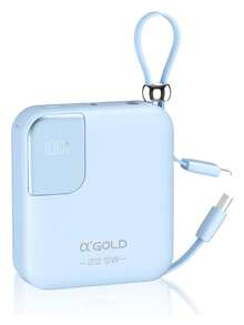 Carregador Portátil A'Gold BTE-48A Power Bank 10.000mah Universal Display Cor Laranja Preto - Azul - Visão 1