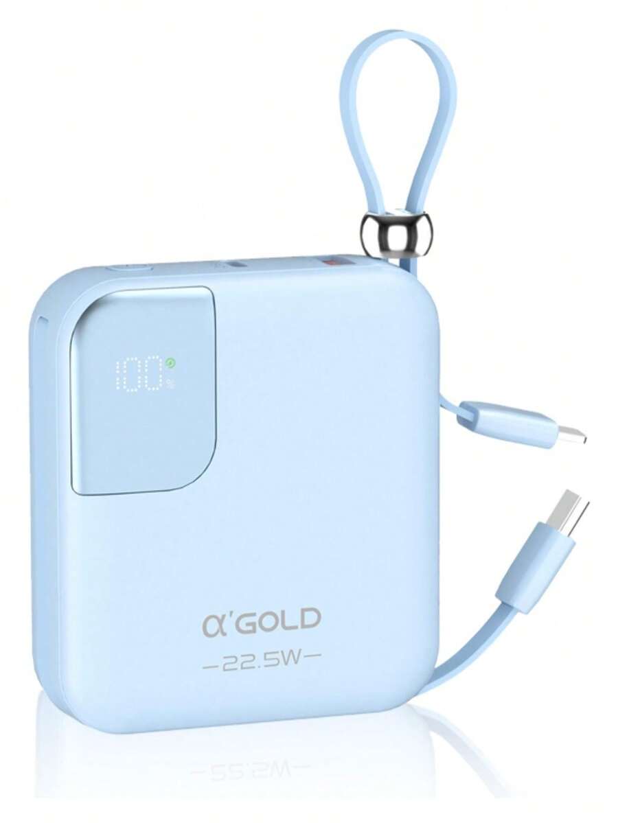 Carregador Portátil A'Gold BTE-48A Power Bank 10.000mah Universal Display Cor Laranja Preto - Azul - Visão 1
