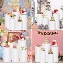 1 Set einfarbiger zylindrischer Ständerüberzug, Spandex Elastischer Säulenüberzug für Hochzeitsfeier, Dessertbuffet Dekoration, passend für zylindrische Tische, geeignet für Hochzeitsaccessoires, Süßwarenbuffets, Geburtstagsfeiern, Weihnachtsveranstaltungen, alle Jahreszeiten (Gestell nicht enthalten)