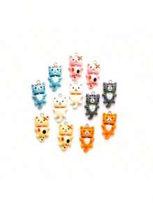 10pcs Cute 3D Flower Cat Resin DIY Accessories - Earrings, Pendants, Keychains, Bracelets