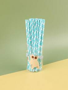 1 Packung mit 25/50/100 Stück Einweg-Papierstrohhalmen, mehrfarbiges Farbverlauf-Punktmuster, geeignet für Party, Restaurant, Desserts, Milchtee, Saft, DIY Dekorationen, Schulmaterial