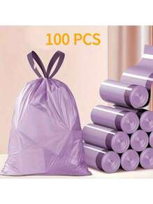 38/50/100 pièces Sacs à ordures à cordon de serrage portables pour la maison, sacs à ordures de fête violets