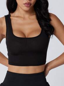 1pc Women's Fitted Ribbed Spaghetti Strap Camisole Sleeveless Casual Vest Tank Top, Summer