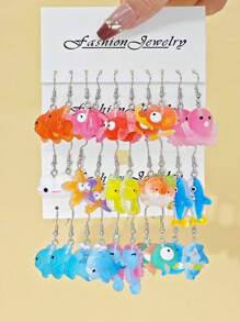 10pcs/30pcs Cross-Border New Dopamine Imitation Vegetable Series Resin Earring Set, Funny & Cute Pumpkin Ginger Eggplant Pea Peanut Earrings Pendants, Women Jewelry