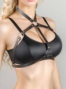 Women's Black Fashion Pentagram With Rivets Decorative Chest Shaping Belt Caged Chest Girdle Gothic Chest Girdle Rivets Caged Bra Valentine's Day Gift Mardi Gras Costume Accessories Sexy Lingerie Sling