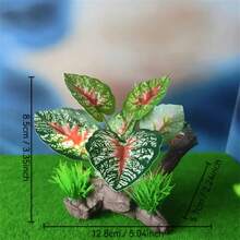 Imitation Driftwood Aquarium Decoration Set | Terrarium/Aquarium Dual-Use Decor | High-Density Plastic Plants + Lifelike Driftwood Integrated Design | Turtle Hideout/Small Fish Shelter | Realistic Turtle Shell Texture & Natural Water Leaf Shape | Suitable For Planted Tank/Micro Landscape/Lizard Habitat | Submerged & Stable, Low-Maintenance Decor For Slouchy People - Multicolor - View 2