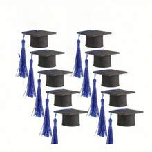 5pcs/10pcs Mini Graduation Cap With Tassel, Made Of Polyester Fiber, No Power Requirement, No Feathers, Suitable For Graduation Party Decoration, Bottle Decor, Celebration Accessories - Multicolor - View 6