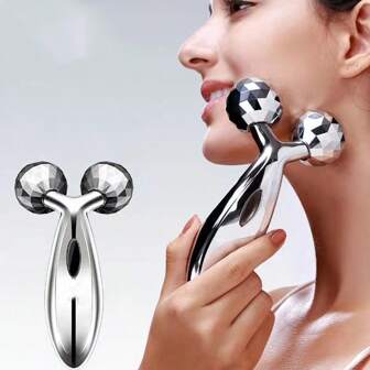 Rodillo masajeador facial en forma de V, herramienta de contorneado y firmeza de la piel 3D, rodillo de belleza manual antialérgico para el levantamiento y la firmeza de la papada, rodillo de elevación facial sin fragancia y sin batería, instrumento de belleza para masaje facial de elevación, masajeador de papada, pegatinas reafirmantes de dientes