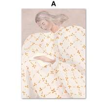 Khung váy tùy chọn Dòng sản phẩm Girl Line Ginkgo Biloba Khối màu Bắc Âu Áp phích và bản in Nghệ thuật treo tường Tranh vải Canvas Hình ảnh treo tường để trang trí phòng khách - Nhiều màu - Xem 49