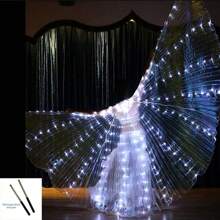 LED Butterfly Wing Cloak, Suitable For Celebration, Party, Easter, Wedding, Performance, Nightclub, Stage Show, Modeling, Comes With Wand, 3 AA Battery Powered, Fits Adult Size 59-68 Inches, Teens Size 43-55 Inches