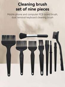 9 pièces Brosse en plastique multifonctions, brosse de nettoyage pour téléphone portable et ordinateur, brosse d'élimination de la poussière du clavier, ensemble de brosses pour les interstices de voiture industrielle