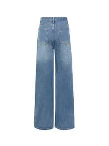 بنطلون جينز أزرق كلاسيكي، بنطلون جينز نسائي كاجوال بقصة مستقيمة وفضفاضة مع أزرار مائلة، بتصميم فريند، مناسب للربيع والصيف - أزرق فاتح - مشاهدة 2