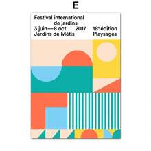 1pc Modern Abstract Bauhaus Lines Eye Geometric Wall Art Canvas Painting Nordic Posters And Prints Pictures For Living Room Decor Optional Frame ,Wall Art With Frame - Multicolor - View 12