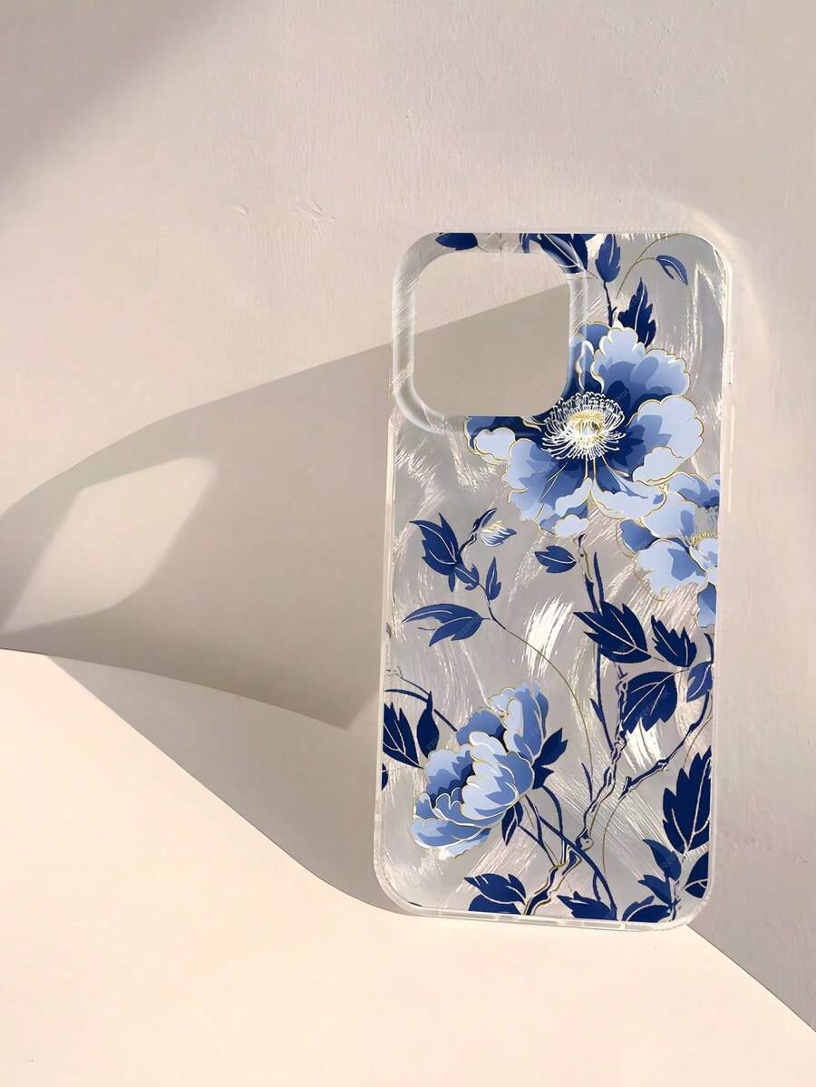 Funda para teléfono con diseño minimalista floral azul, brillante, suave, impermeable, a prueba de golpes y antideslizante (1 unidad). Compatible con phone Funda S - Multicolor 6 - Ver 1