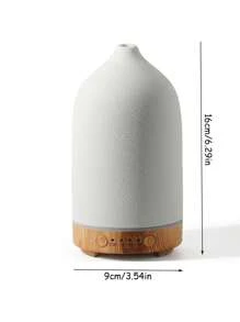 100ML Ceramic Essential Oil Diffuser - Ultrasonic Aromatherapy & Humidifier With 7-Color LED Lights, Auto Shut-Off, Wood Grain Base, 30s/1H/2H Timer | Scent For Home, Office, Yoga