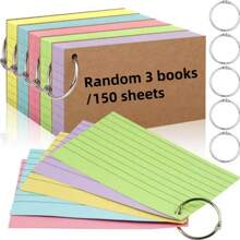 Index Card, 50 Color Flashcards With Loops Per Book, 3x5 Inch Note Cards, Note Cards With Lines, Rule Learning Cards, Study, School, University Supplies, Memory Flashcards, School Supplies,Back To School