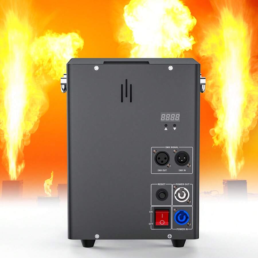 SEBRUANC 180W Flame Machine Stage Light Flame Effect Light DMX Pulse Ignition 2 Channels 1 Channel Fireball 1 Channel + 2 Channels Fire Column Suitable For Halloween, Carnival, Party, Music Performance, Wedding, Circus Performance, Concert