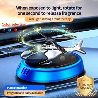 1pc Solar Powered Rotating Airplane Car Fragrance Diffuser, Hanging Vehicle Air Freshener, Long Lasting Scent